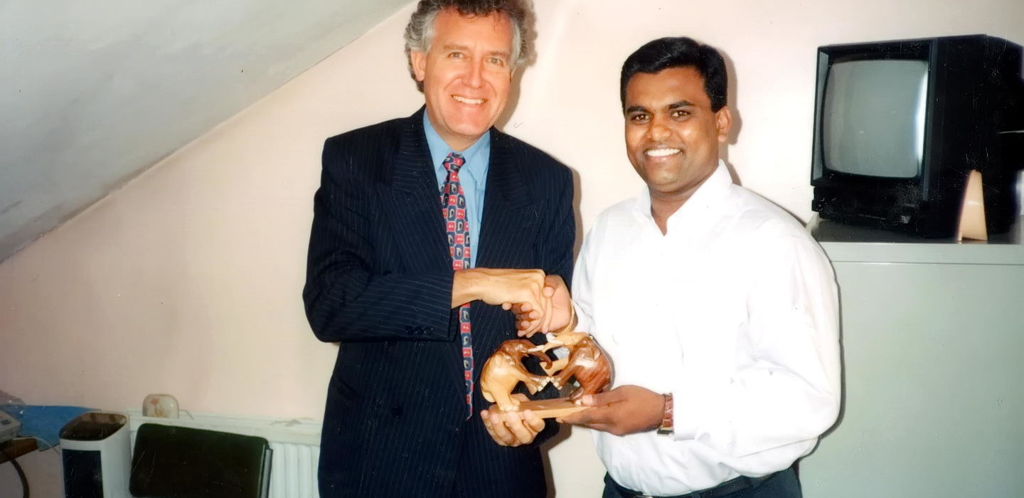 Parliament Member Peter Hein (Foreign Minister) with me in Neath, United Kingdom, in his office 1998